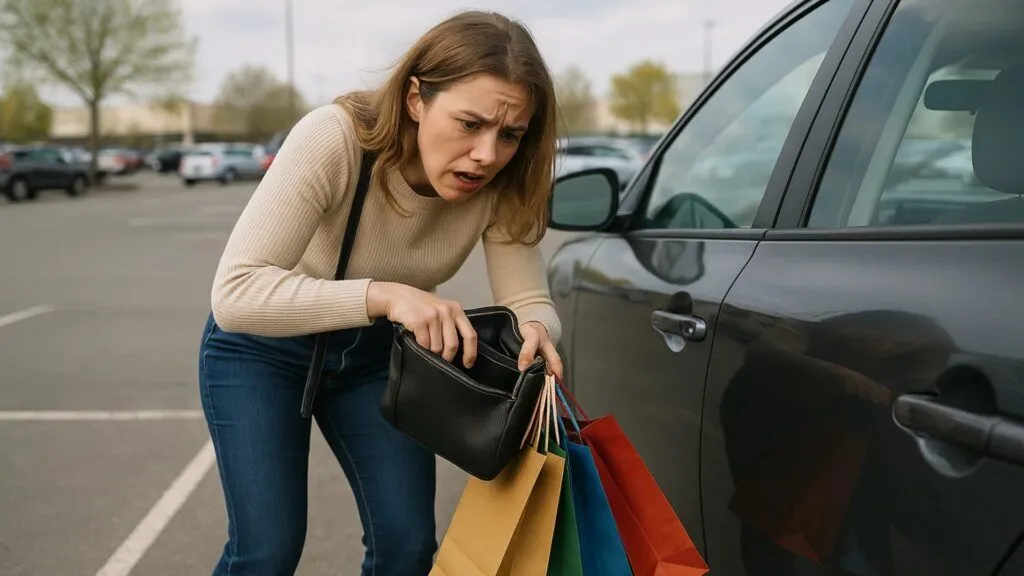 Woman locked out of her car looking for keys